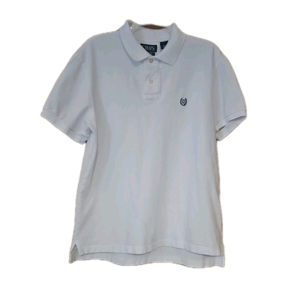Chaps Polo Mens Sz Med White Stretch Short Sleeve